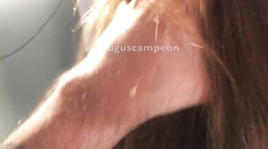 SHE FINGER her ASS hole while I fuck her pussy real hard pulling her long red hair -- Auguscampeon