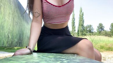 Teen public flashing and masturbating in a park