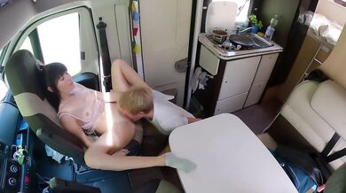 Festival Girl Fucked Hard in Campervan!!! Double CUM to Huge Squirting Pussy