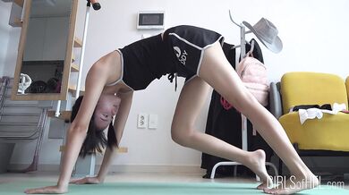 18yo Asian schoolgirl has her yoga session interrupted when she gets tied up and made to squirt