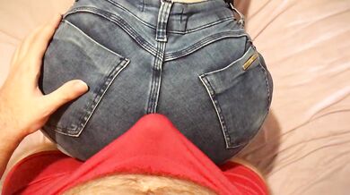 Dry humping in jeans shorts made him cum in pants during a lapdance