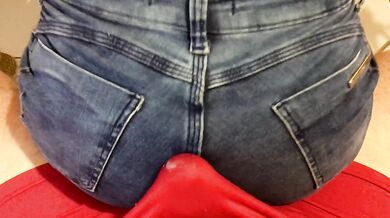 Dry humping in jeans shorts made him cum in pants during a lapdance