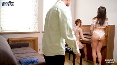 Group sex took place at the piano lesson _