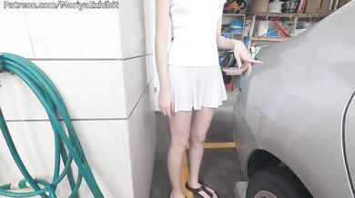 Teaser - Washing Car in Risky White Transparent Clothing - Moriya Exhibit