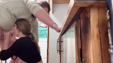 Teen Babysitter Sneak Fuck in Pantry