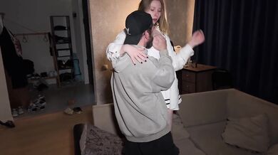 Daddy fucks and squirts cute slut in front of her boyfriend. Cum on face