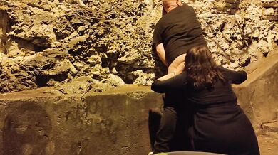 The hot girl tastes the guy's ass