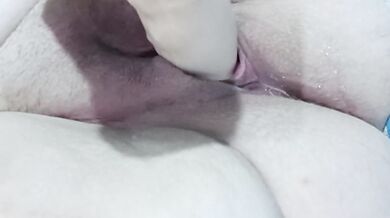 Daddy's whore filing her pussy with a big toy