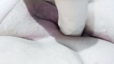 Daddy's whore filing her pussy with a big toy