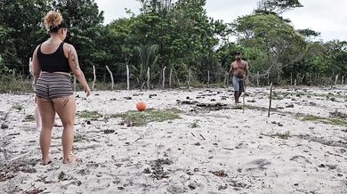 PLAYING THE BALL ON THE FIELD WITH MY NEIGHBOR WE LOST OUR ASSES