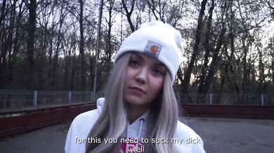 Slutty girl sucks everyone for joining a gang of skaters