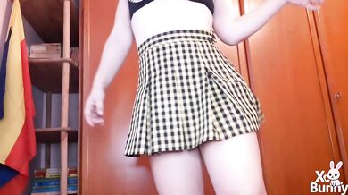 Pantyless upskirt walking and farting