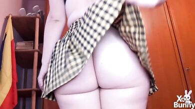 Pantyless upskirt walking and farting