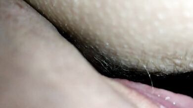 Too excited and in a hurry, she caresses herself!