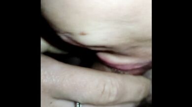 Too excited and in a hurry, she caresses herself!