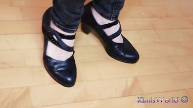 Worn Sheer Pantyhose & Dance-Style Shoes – Elegant Foot Tease