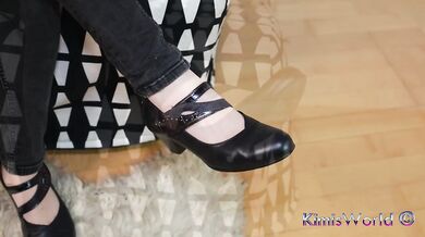 Worn Sheer Pantyhose & Dance-Style Shoes – Elegant Foot Tease