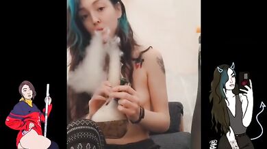 topless 420 bong tokes snapchat compilation