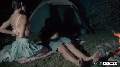 American schoolgirl has romantic sex by the night fire