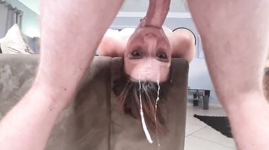 Extreme upside down sloppy gagging facefuck
