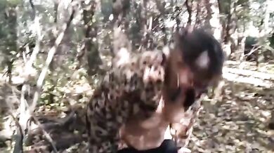 Shy MILF gets naked outdoors