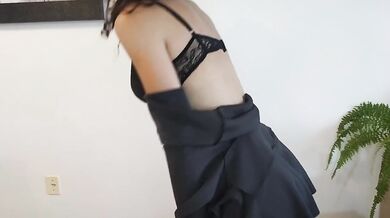Young and hot teacher dancing and sensualizing