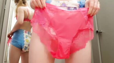 Diaper Girl Wets herself while Shopping Bras and Panties