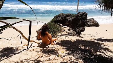 ENJOY Painting my Nake Body with DRAGON Fruit # Fun on Paradise Beach