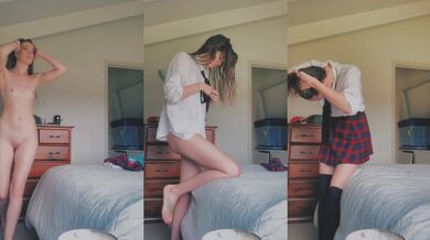 Fresh out of shower, on schoolgirl getting ready for school