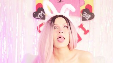 Happy Easter bunny Cum on my face split tongues play