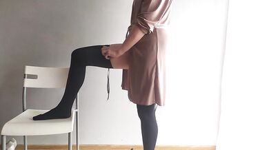 Polish milf playing with stockings and tihgts ..dirty talking