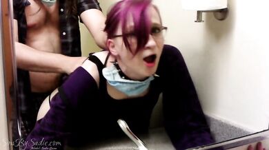 Quarantine Quickie in Public Restroom (Close-Up Creampie)