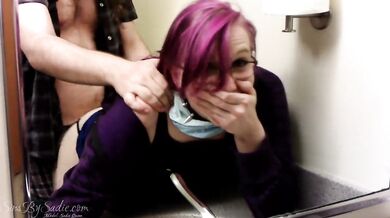 Quarantine Quickie in Public Restroom (Close-Up Creampie)
