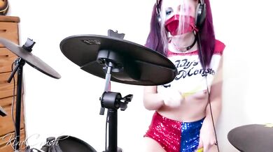 Harley Quinn Plays MSI Naked On Drums!!!! (Straight To Video)