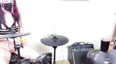 Punk Girl Plays Drums Naked!!! (Social Climb)