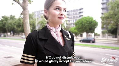 Horny Flight Attendant seduced me - I fucked her and Cum on Face 4K - KateKravets