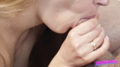 Like this your girlfriend should suck your dick - close up