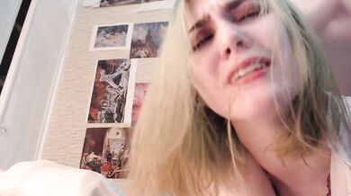 Fucked me so hard that I bit my lip and dropped the cam (facing the cam)