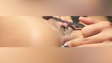 Lightskin Ebony Masturbates in Sexy Open G String