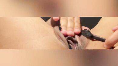 Lightskin Ebony Masturbates in Sexy Open G String