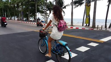 Up dress PUSSY and BUTT PLUG flashing at public beach
