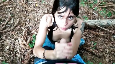 I couldn't resist and sucked in a public park until he squirted a lot of cum
