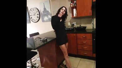 smoking slut desperately pissing her white panties and slipping in her piss