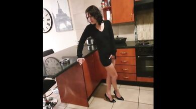 smoking slut desperately pissing her white panties and slipping in her piss