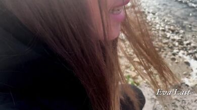 Blowjob on the beach from a slutty stranger-Eva Last