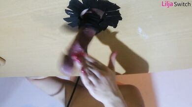 Femdom Cock Slapping and Milking Table Splashing - Gloryhole LiljaSwitch