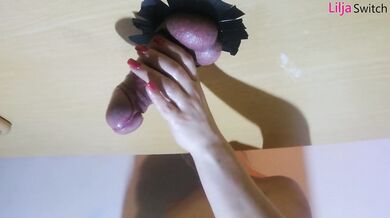 Femdom Cock Slapping and Milking Table Splashing - Gloryhole LiljaSwitch