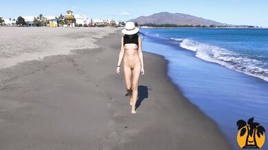 Public nudity hot walking naked on the beach and street. MiaAmahl