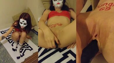 White girl fucks black dildo