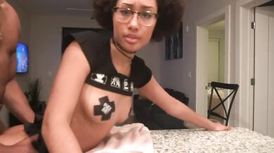Rhileylove’s crush fucks her on the Kitchen Counter.